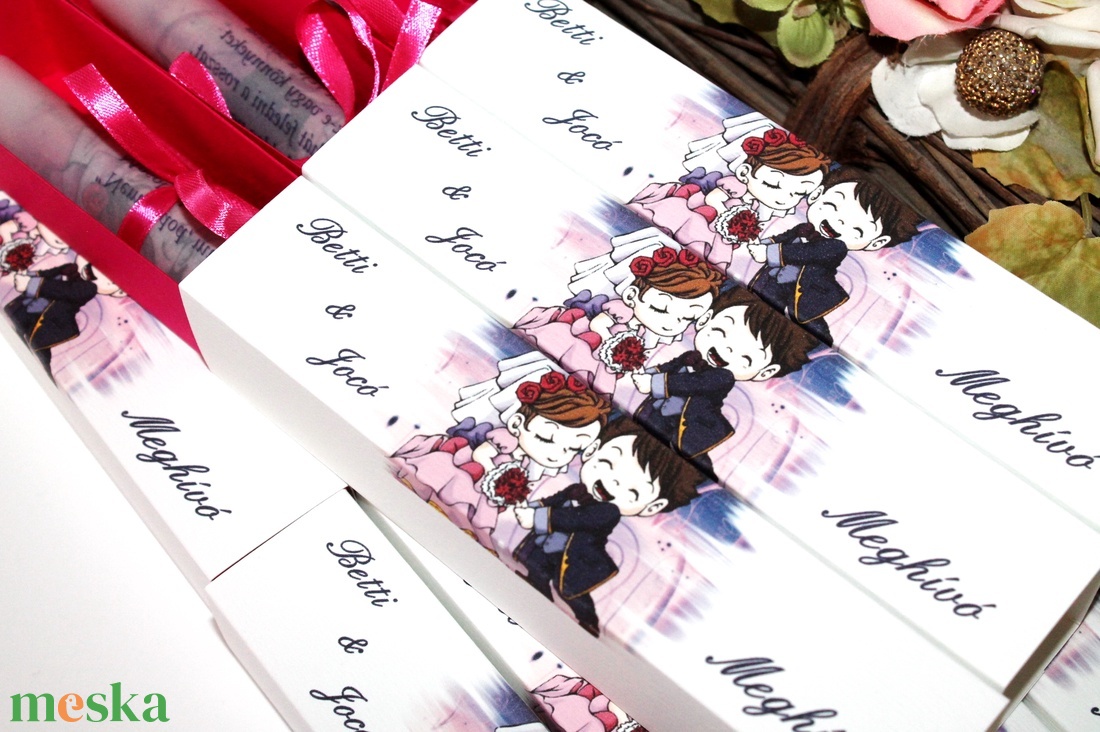 Dobozos esküvői meghívó tekerccsel - esküvő - meghívó & kártya - meghívó - Meska.hu