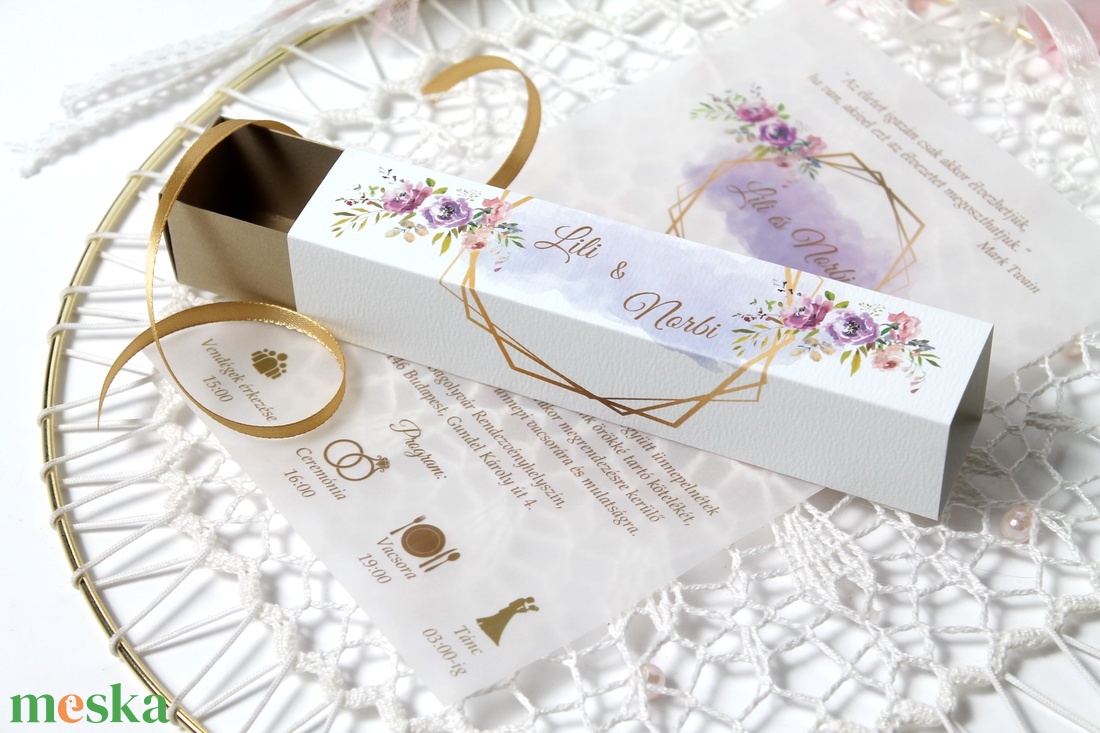 Dobozos esküvői meghívó tekerccsel watercolor motívummal - esküvő - meghívó & kártya - meghívó - Meska.hu Dobozos esküvői meghívó tekerccsel watercolor motívummal - esküvő - meghívó & kártya - meghívó - Meska.hu
