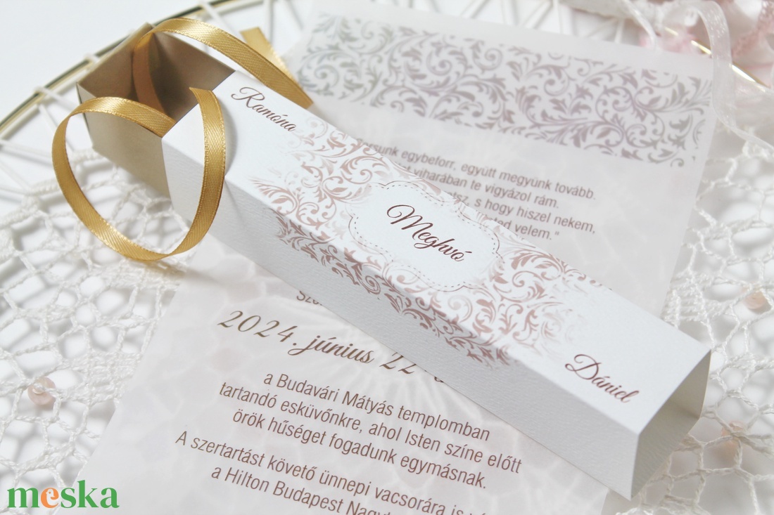 Dobozos esküvői meghívó tekerccsel - esküvő - meghívó & kártya - meghívó - Meska.hu