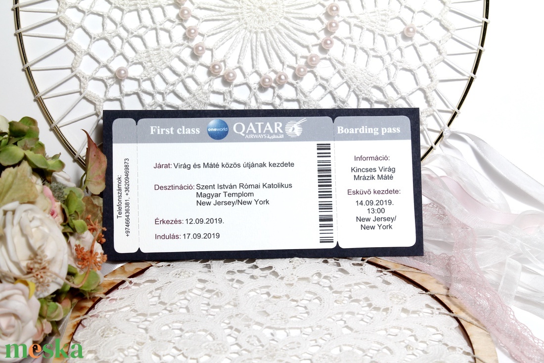 Boarding pass esküvői meghívó - esküvő - meghívó & kártya - meghívó - Meska.hu