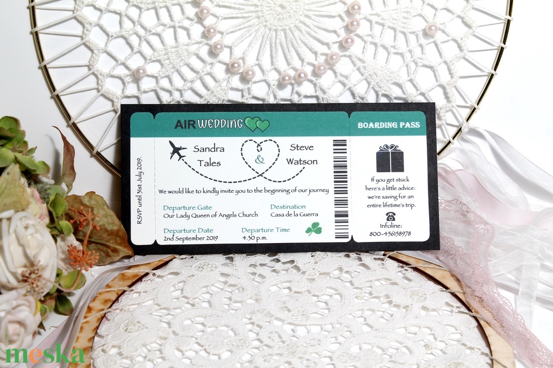 Boarding pass esküvői meghívó - esküvő - meghívó & kártya - meghívó - Meska.hu