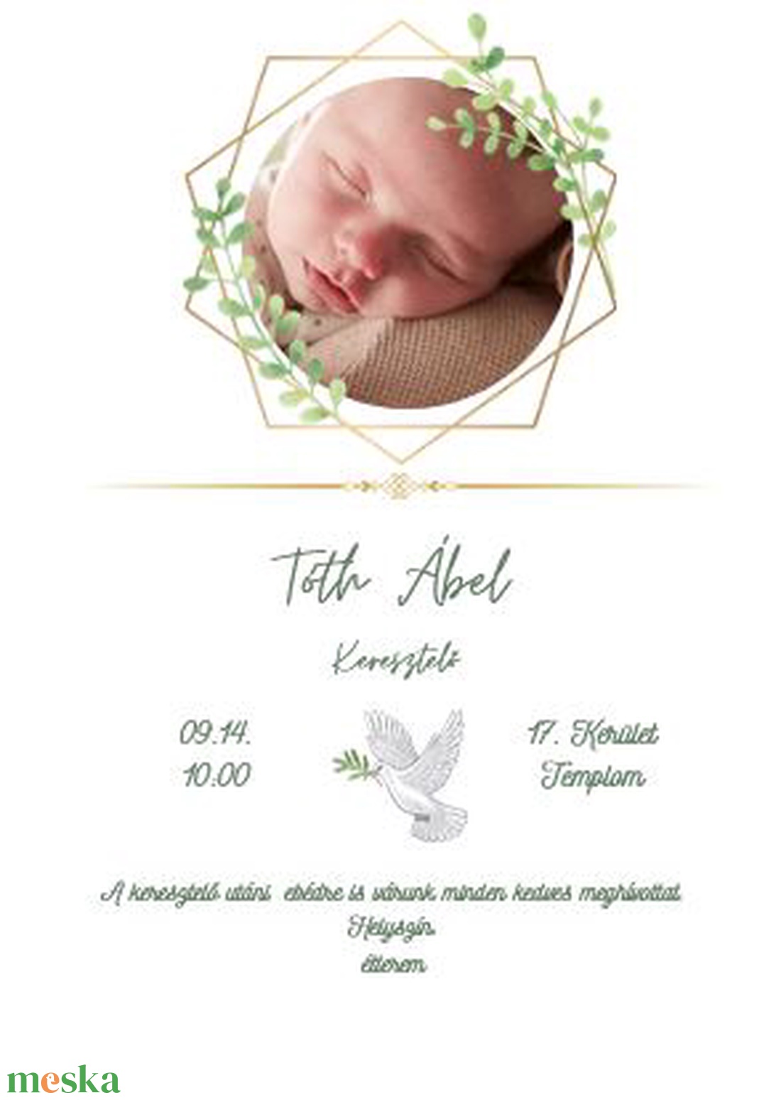 Keresztelő meghívó saját fotóval lányoknak, fiúknak - otthon & életmód - papír, írószer - ajándékozás kellékei - képeslap, üdvözlőlap - Meska.hu