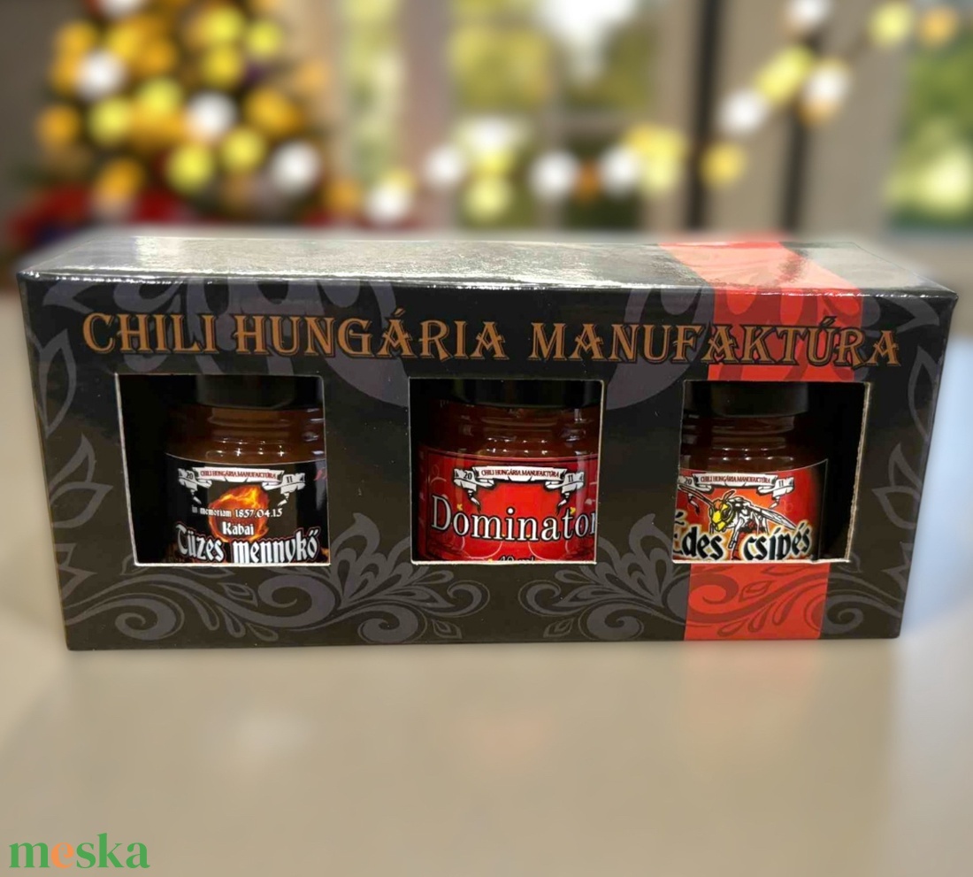 Chili szósz válogatás ajándékdobozban - élelmiszer - gourmet ajándékcsomag - Meska.hu