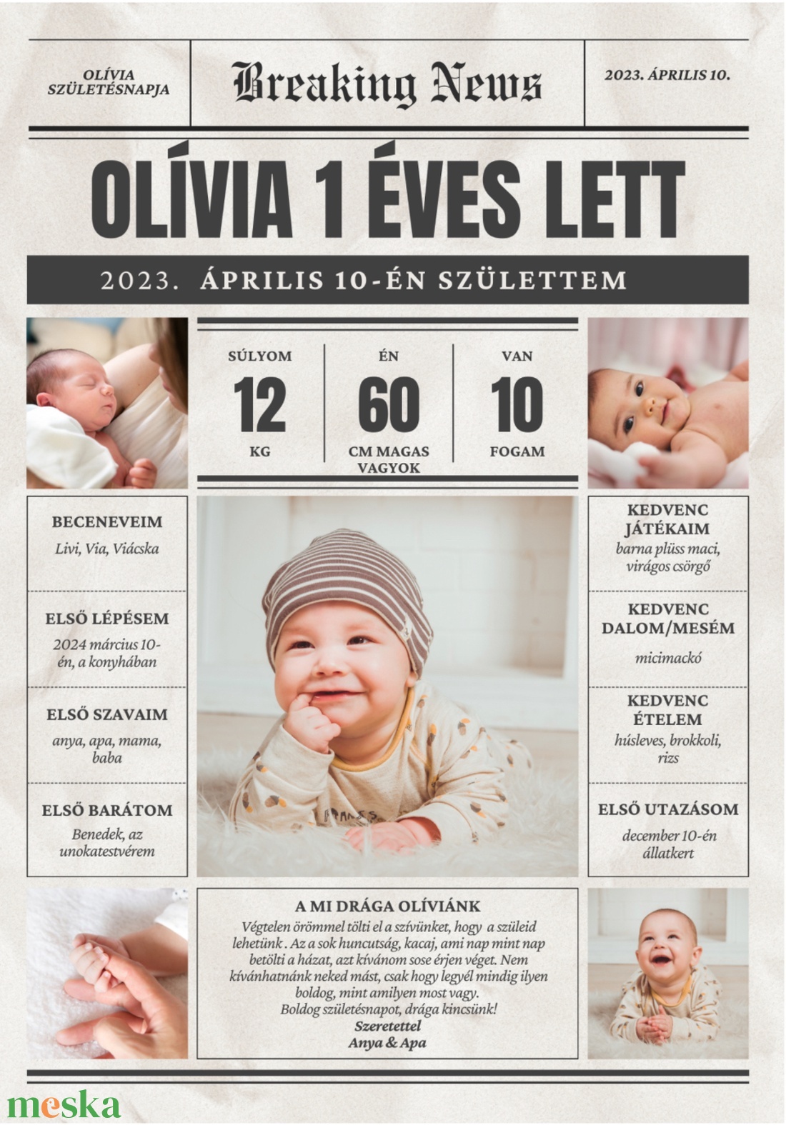 Címlapsztori � Egyedi Születésnapi Újság Poszter (Breaking News Kiadás) - baba - mama - babaszoba dekoráció - babaposzter - Meska.hu