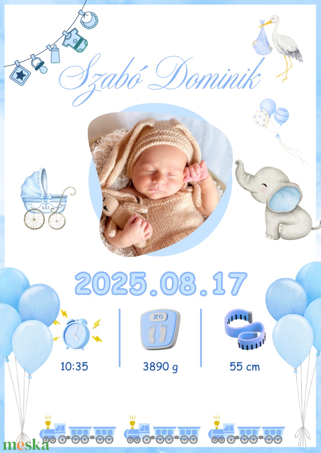 Mesés Kezdetek� Születési Értesítő Poszter Állatkákkal (Kék vagy Rózsaszín színben) - baba - mama - babaszoba dekoráció - babaposzter - Meska.hu