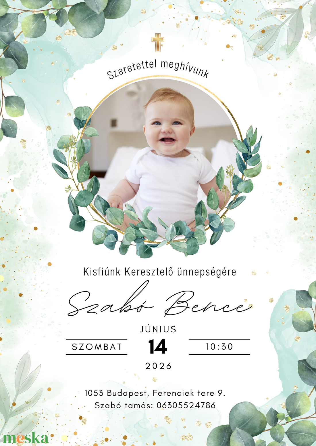 Elegáns Képes Meghívó keresztelőre - baba - mama - keresztelő kellékek - keresztelő meghívó - Meska.hu