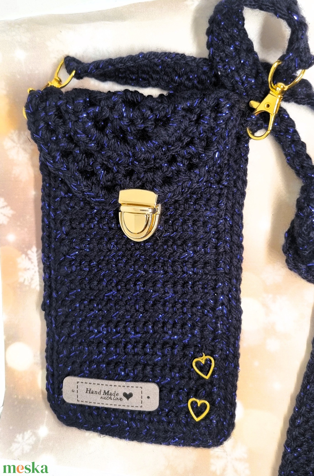 Szívecskés telefontok - táska & tok - kézitáska & válltáska - válltáska - Meska.hu