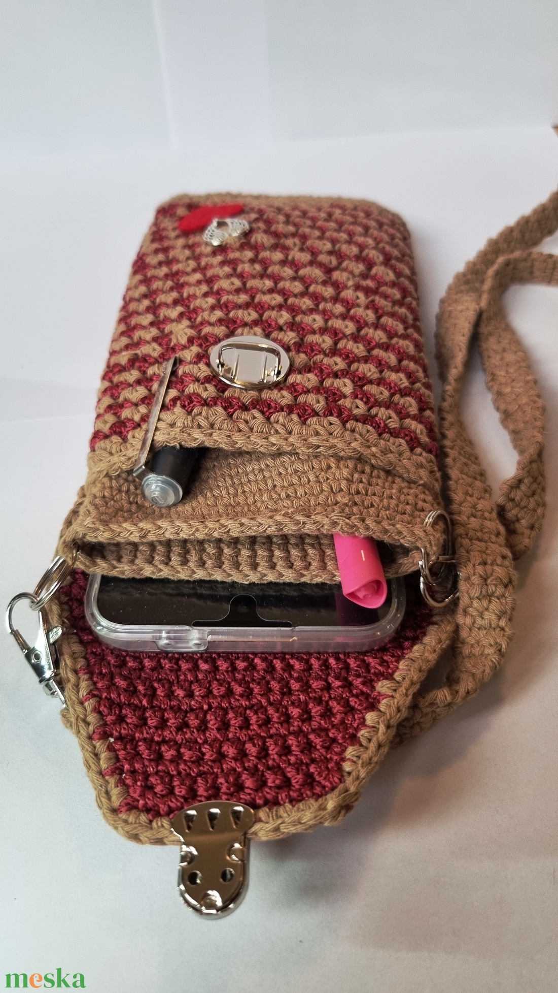 Szívecskés telefontok 2 - táska & tok - kézitáska & válltáska - válltáska - Meska.hu