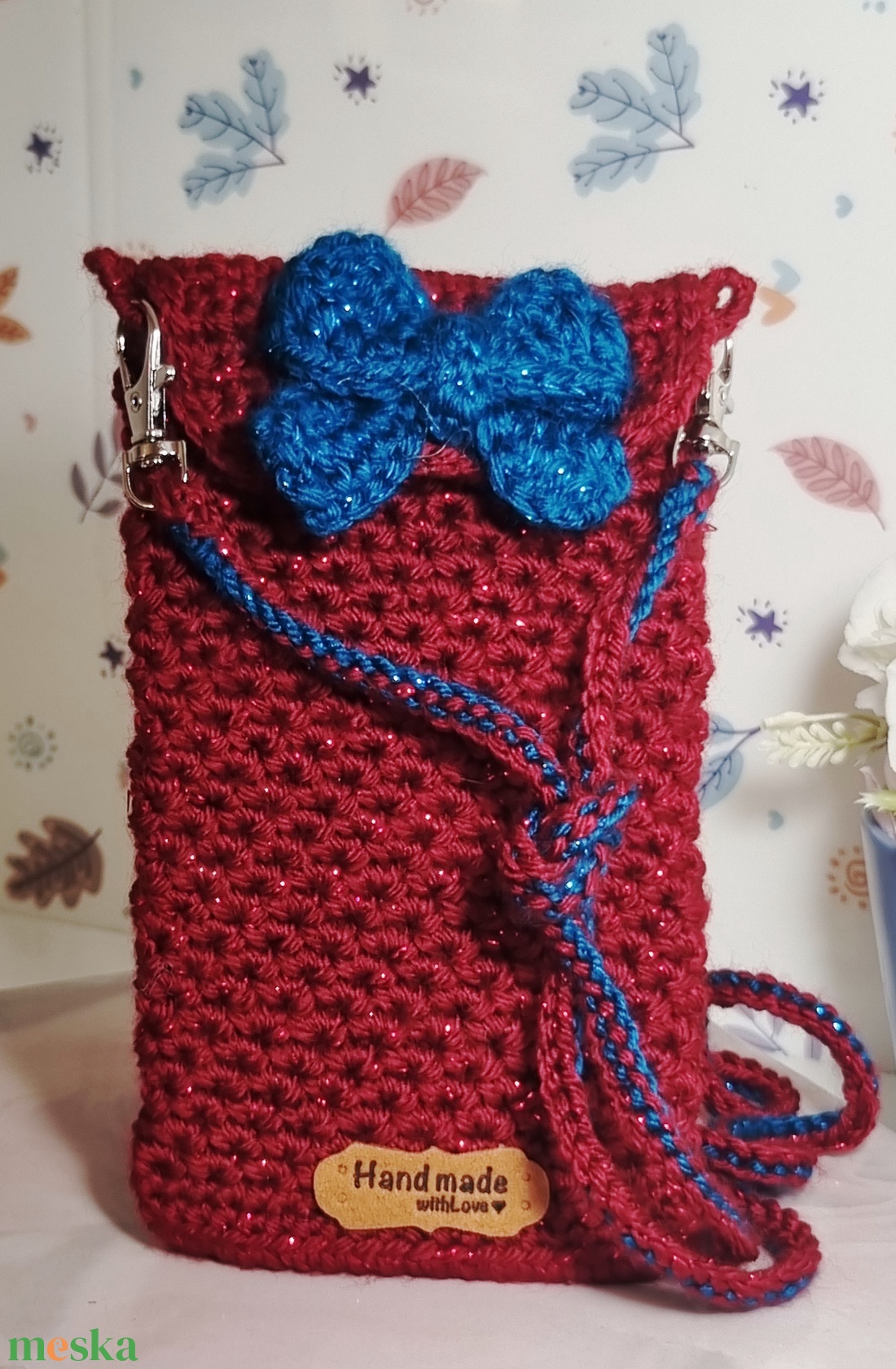 Bordó, zöld masnis telefontok  - táska & tok - pénztárca & más tok - telefontok - Meska.hu