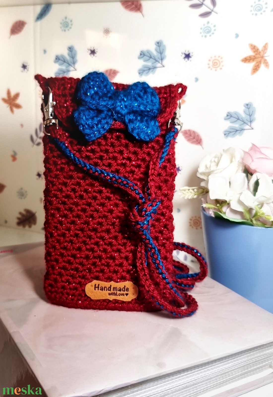 Bordó, zöld masnis telefontok  - táska & tok - pénztárca & más tok - telefontok - Meska.hu