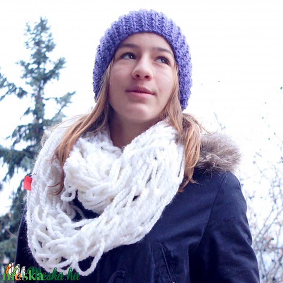 Bojtos lila-rózsaszín sapka - ruha & divat - sál, sapka, kendő - sapka - Meska.hu