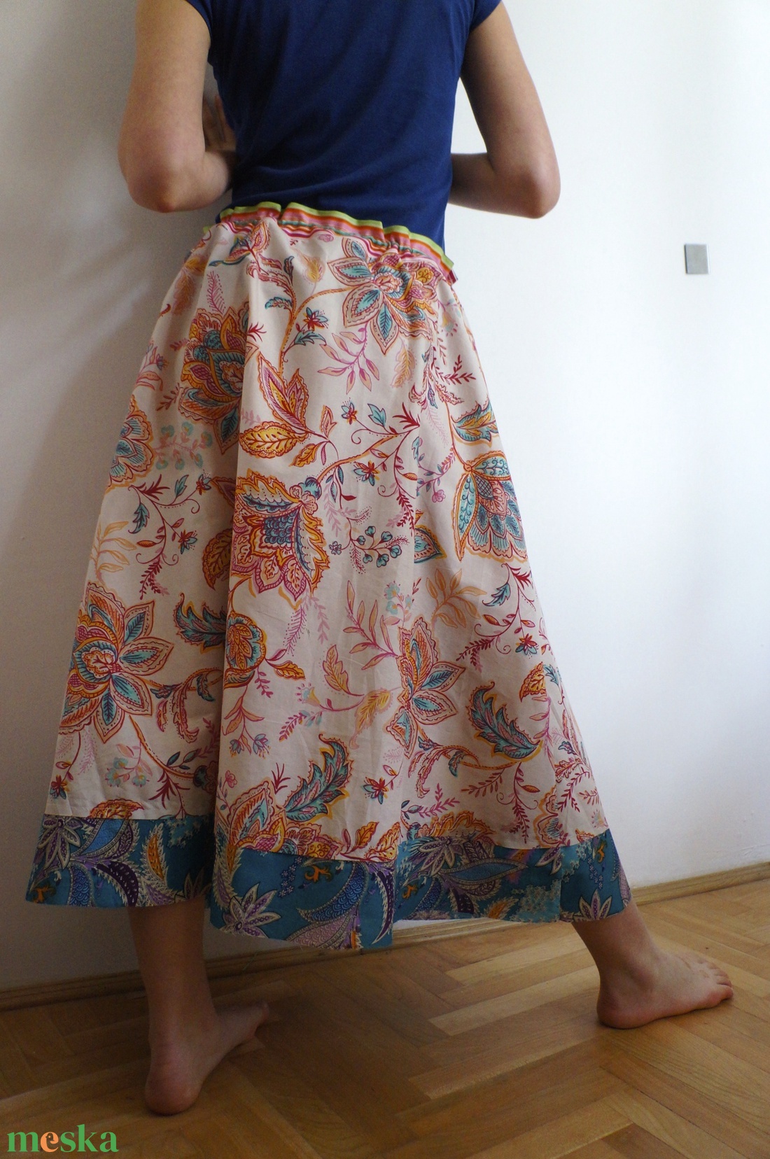 Virágos hosszú szoknya - ruha & divat - női ruha - szoknya - Meska.hu