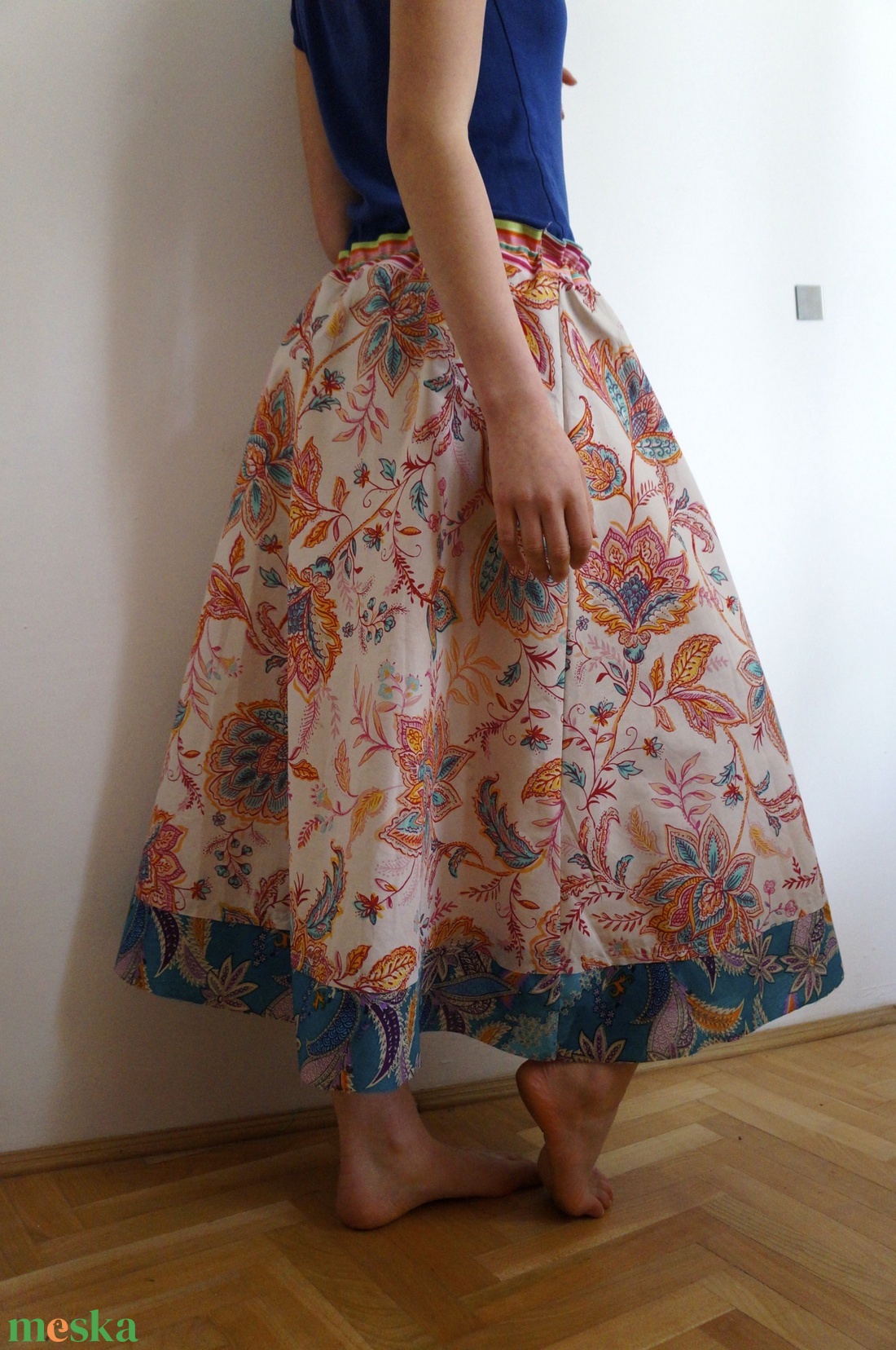 Virágos hosszú szoknya - ruha & divat - női ruha - szoknya - Meska.hu