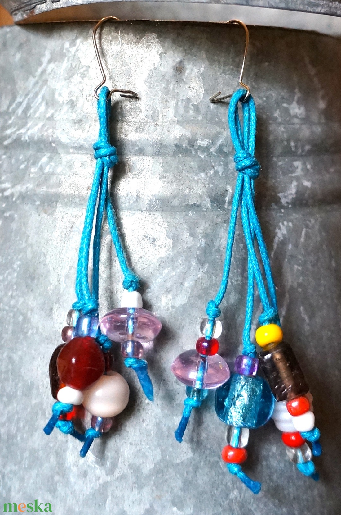 Üveggyöngy fülbevaló - ékszer - fülbevaló - csillár fülbevaló - Meska.hu