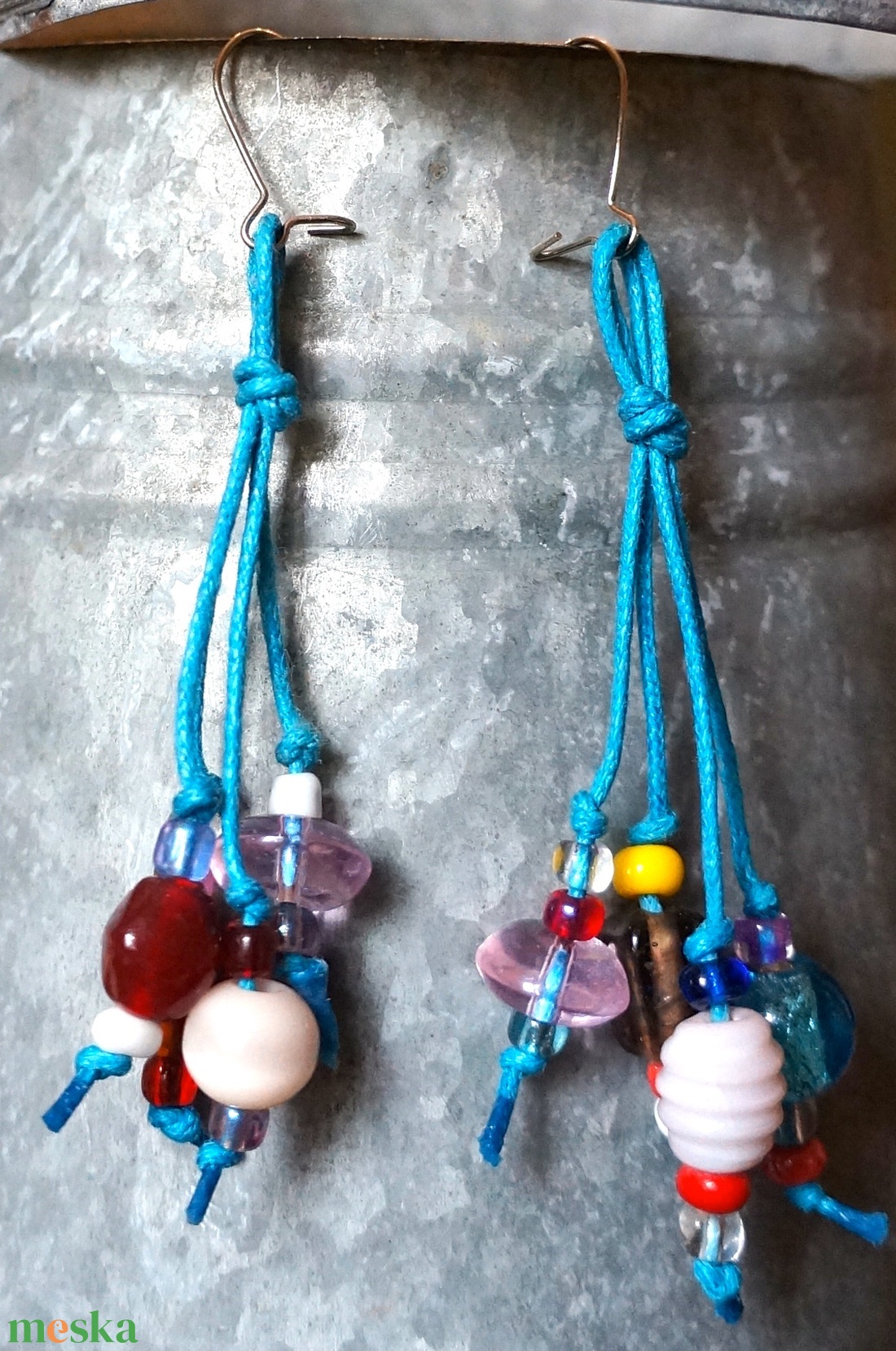 Üveggyöngy fülbevaló - ékszer - fülbevaló - csillár fülbevaló - Meska.hu