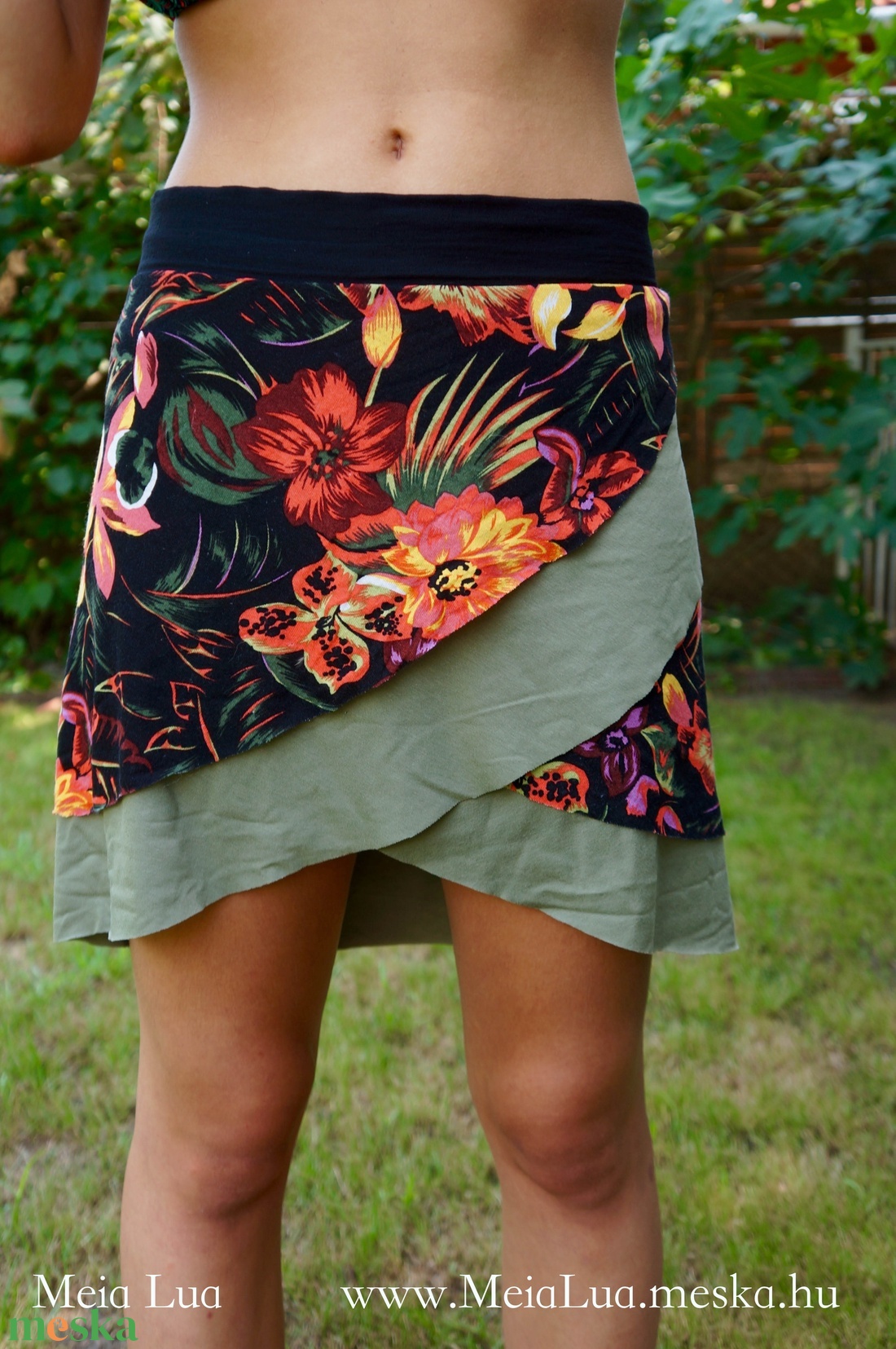 Virágos lapszoknya - ruha & divat - női ruha - szoknya - Meska.hu