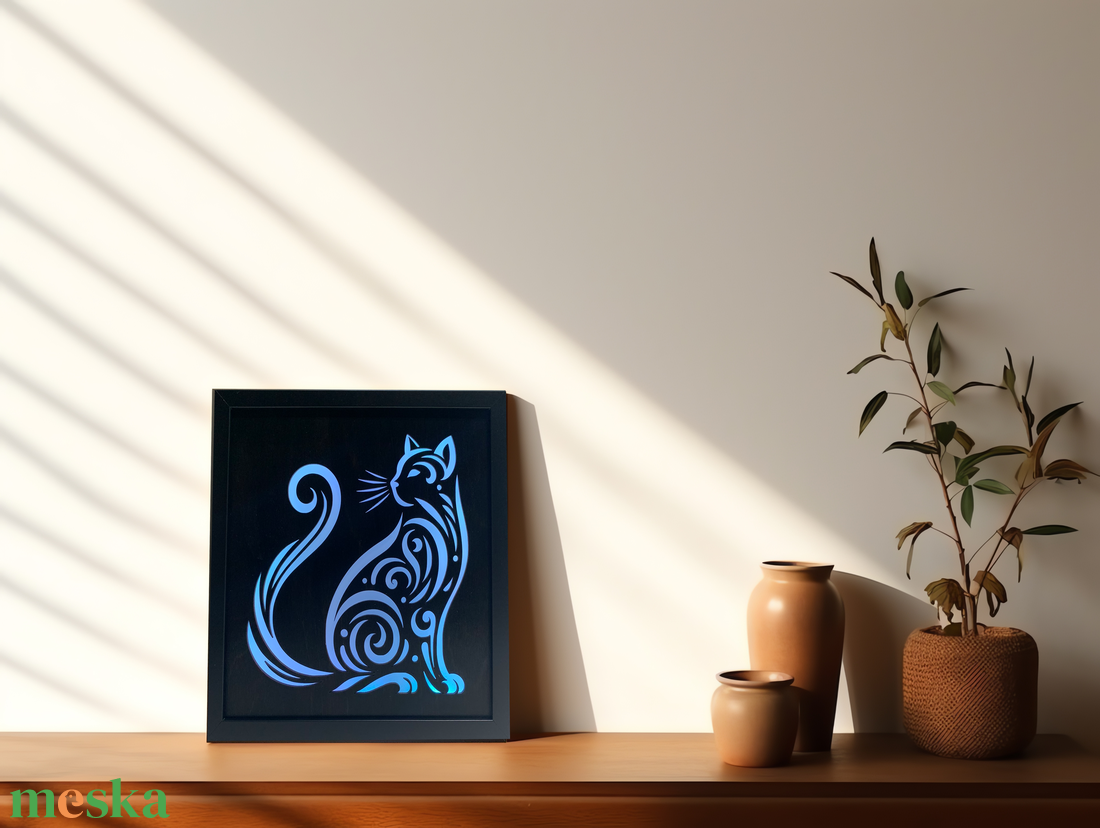 LED Macska - otthon & életmód - dekoráció - kép & falikép - fából készült kép - Meska.hu