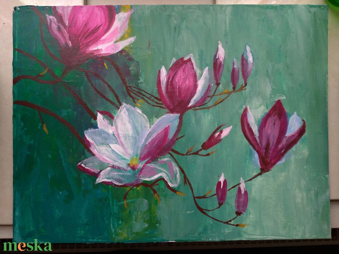 Virágzó tulipánfa - művészet - festmény - akril - Meska.hu