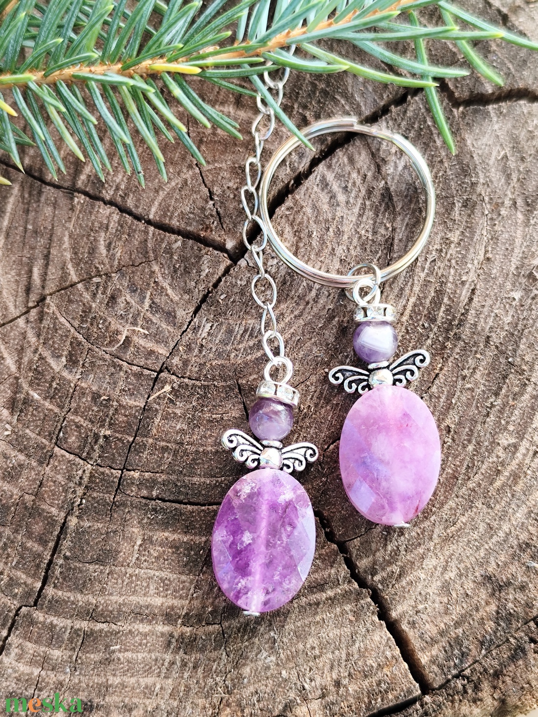 Ametiszt angyal  - táska & tok - kulcstartó & táskadísz - táskadísz - Meska.hu