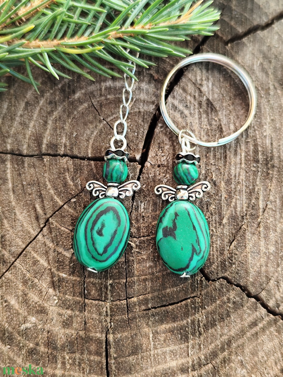 Malachit angyal - táska & tok - kulcstartó & táskadísz - táskadísz - Meska.hu