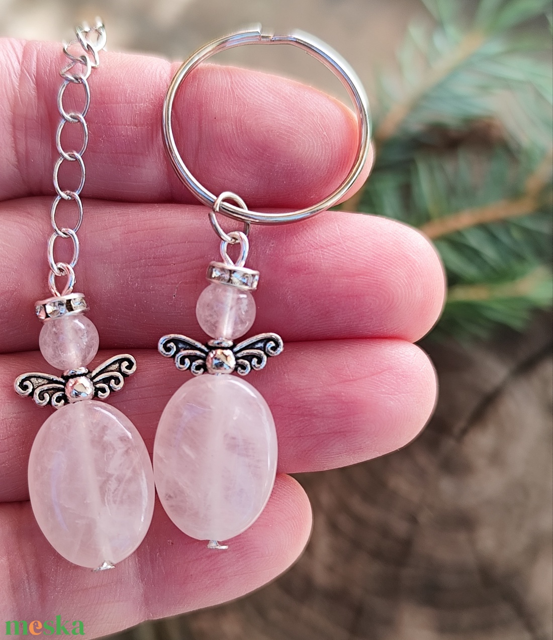 Rózsakvarc angyal - táska & tok - kulcstartó & táskadísz - táskadísz - Meska.hu