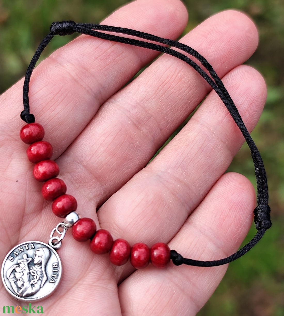 Szent Rita karkötő szantálfából - ékszer - karkötő - gyöngyös karkötő - Meska.hu
