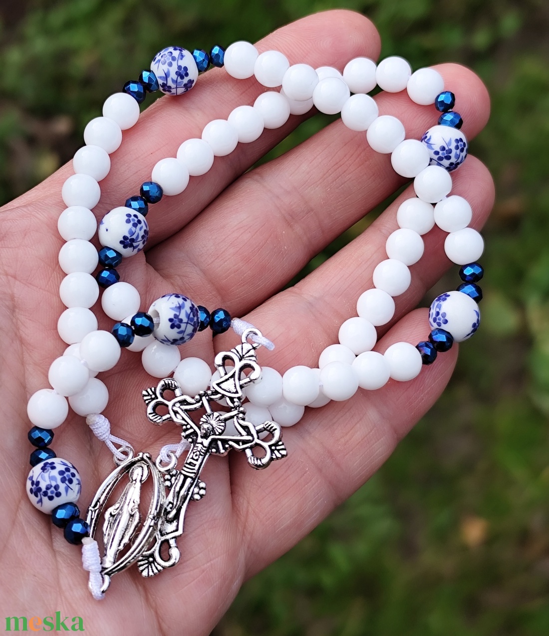 Kékvirág rózsafüzér  - otthon & életmód - vallás - lánc & füzér - Meska.hu