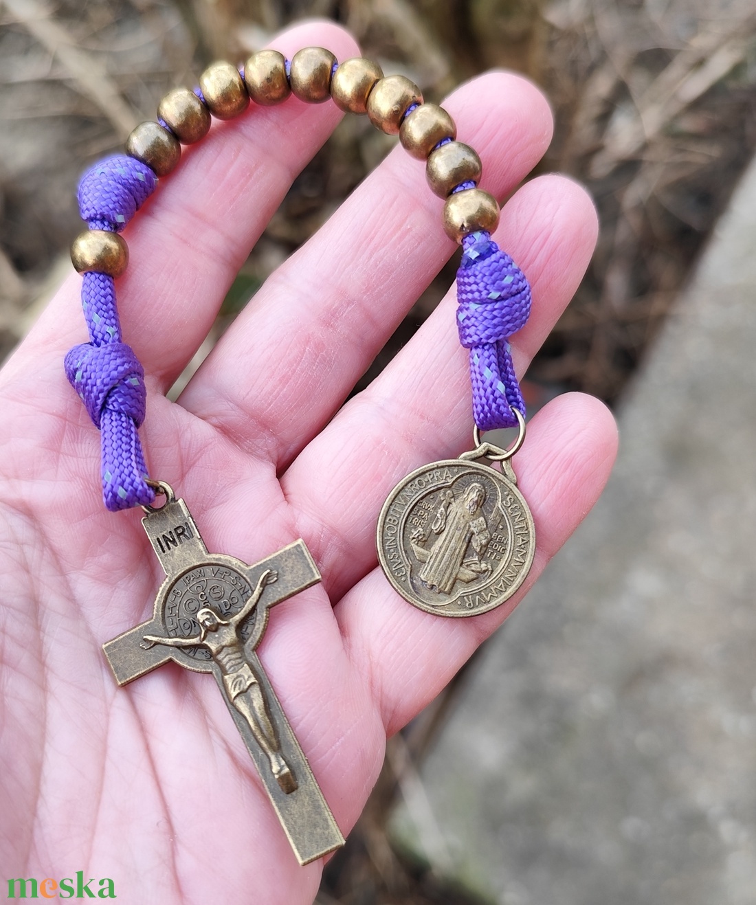 Paracord rózsafüzér tized Szent Benedek  - otthon & életmód - vallás - lánc & füzér - Meska.hu