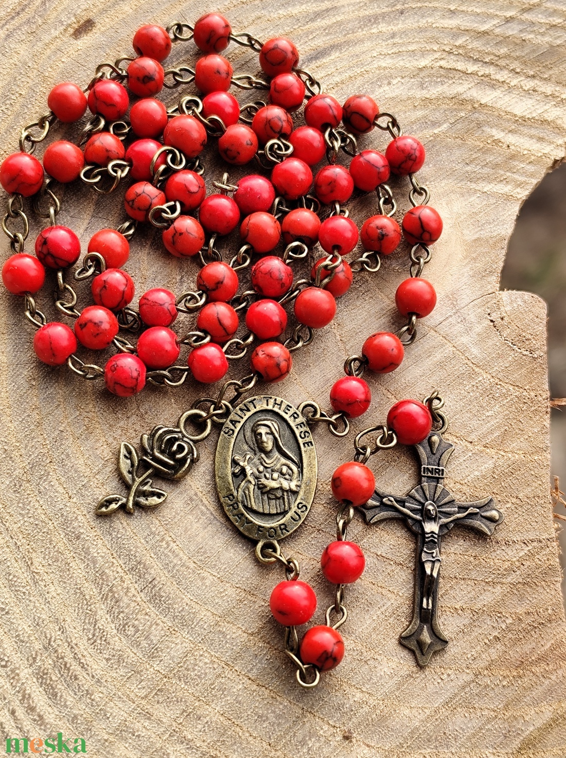Rózsafüzér Szent Teréz medállal  - otthon & életmód - vallás - lánc & füzér - Meska.hu