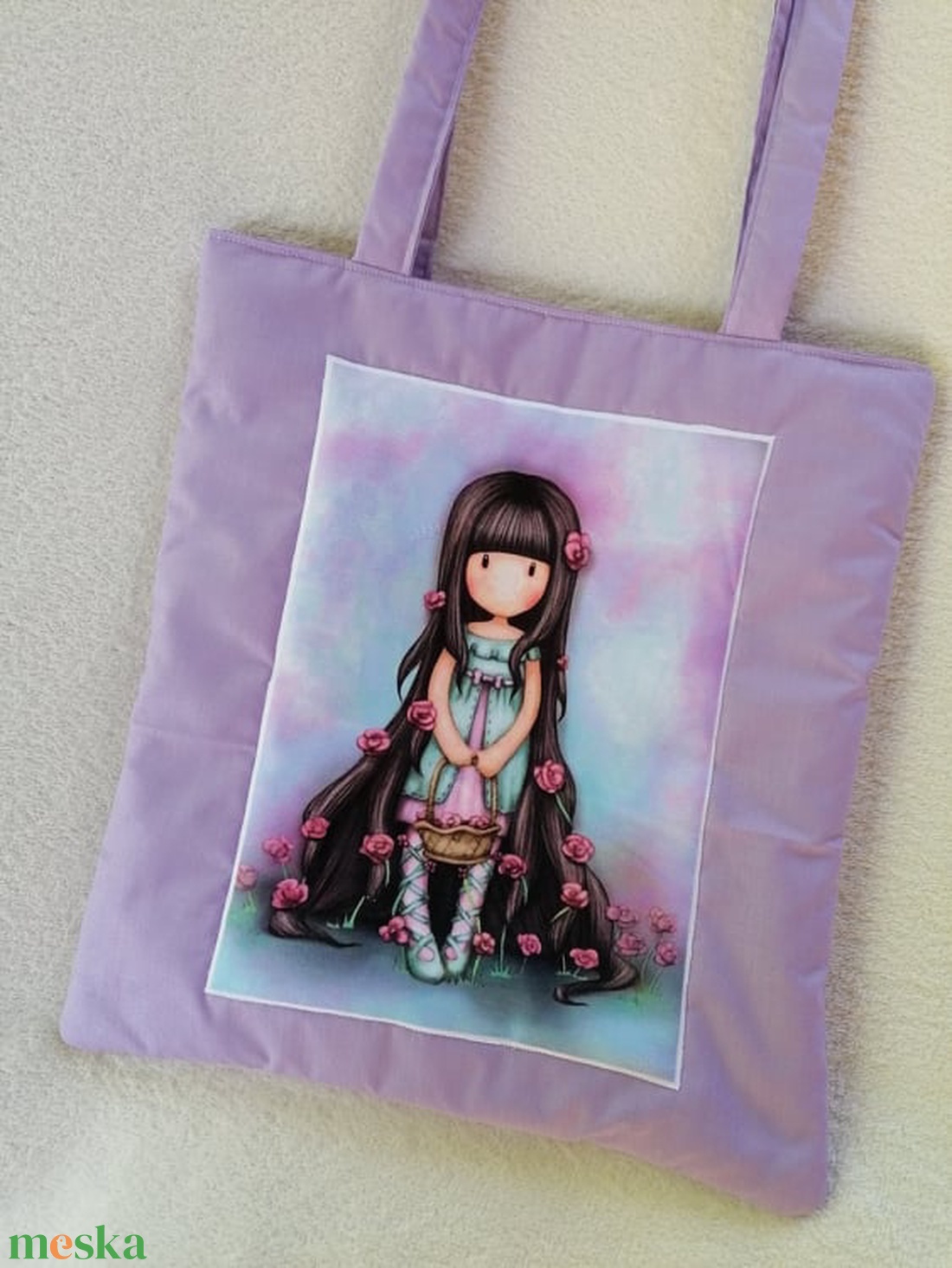 Bélelt válltáska,Santoro mintával - táska & tok - bevásárlás & shopper táska - shopper, textiltáska, szatyor - Meska.hu