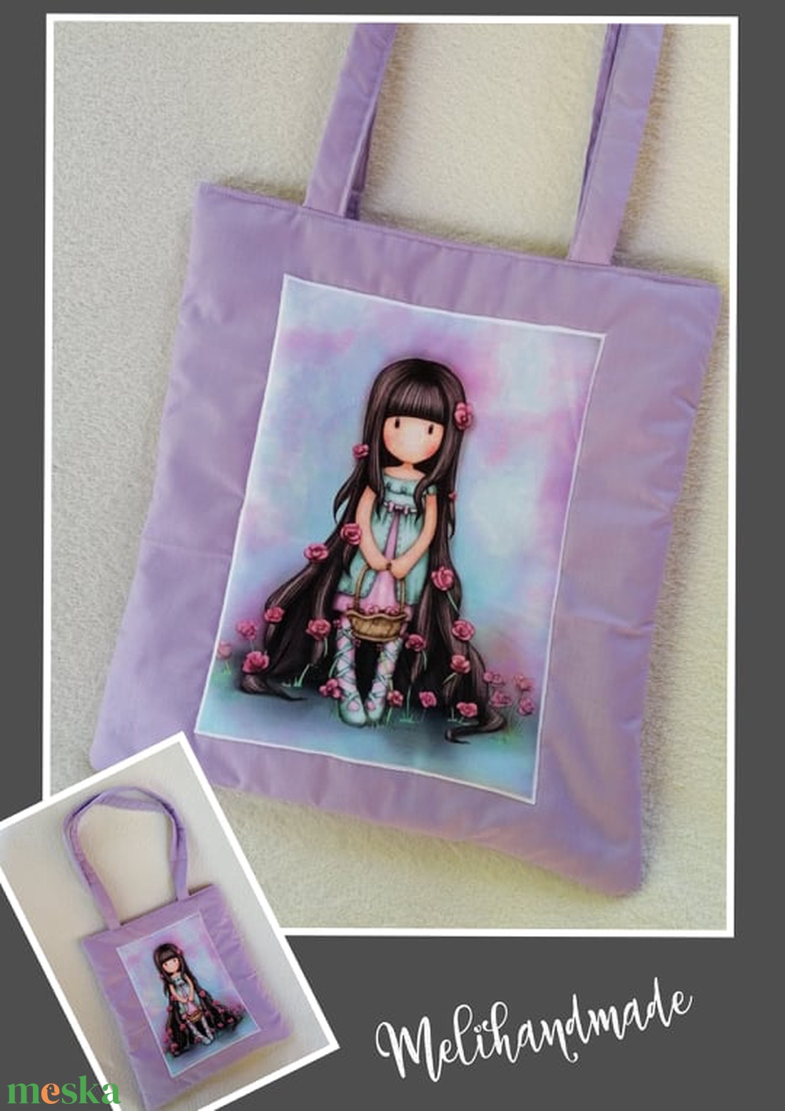 Bélelt válltáska,Santoro mintával - táska & tok - bevásárlás & shopper táska - shopper, textiltáska, szatyor - Meska.hu