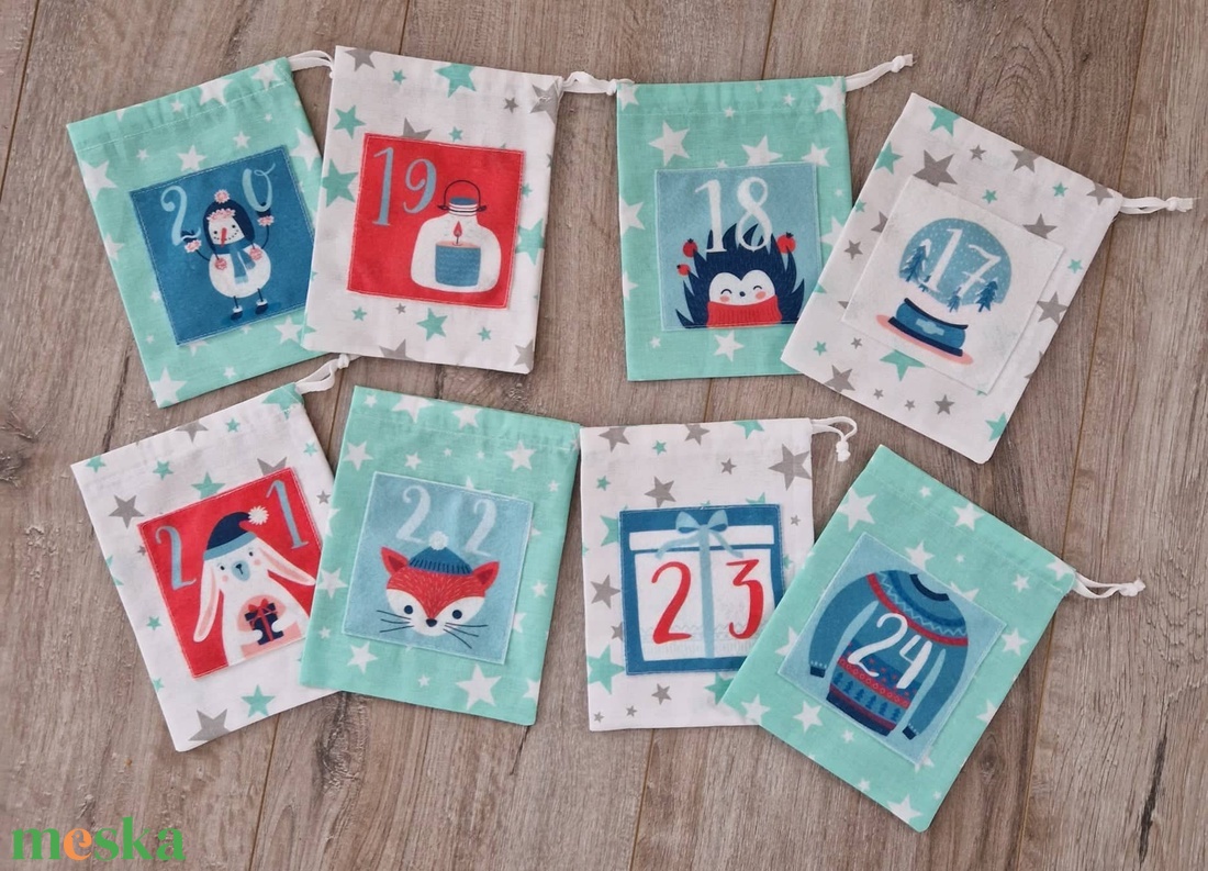 24db Ádventi zsákocska - karácsony - adventi díszek - adventi naptár - Meska.hu 24db Ádventi zsákocska - karácsony - adventi díszek - adventi naptár - Meska.hu