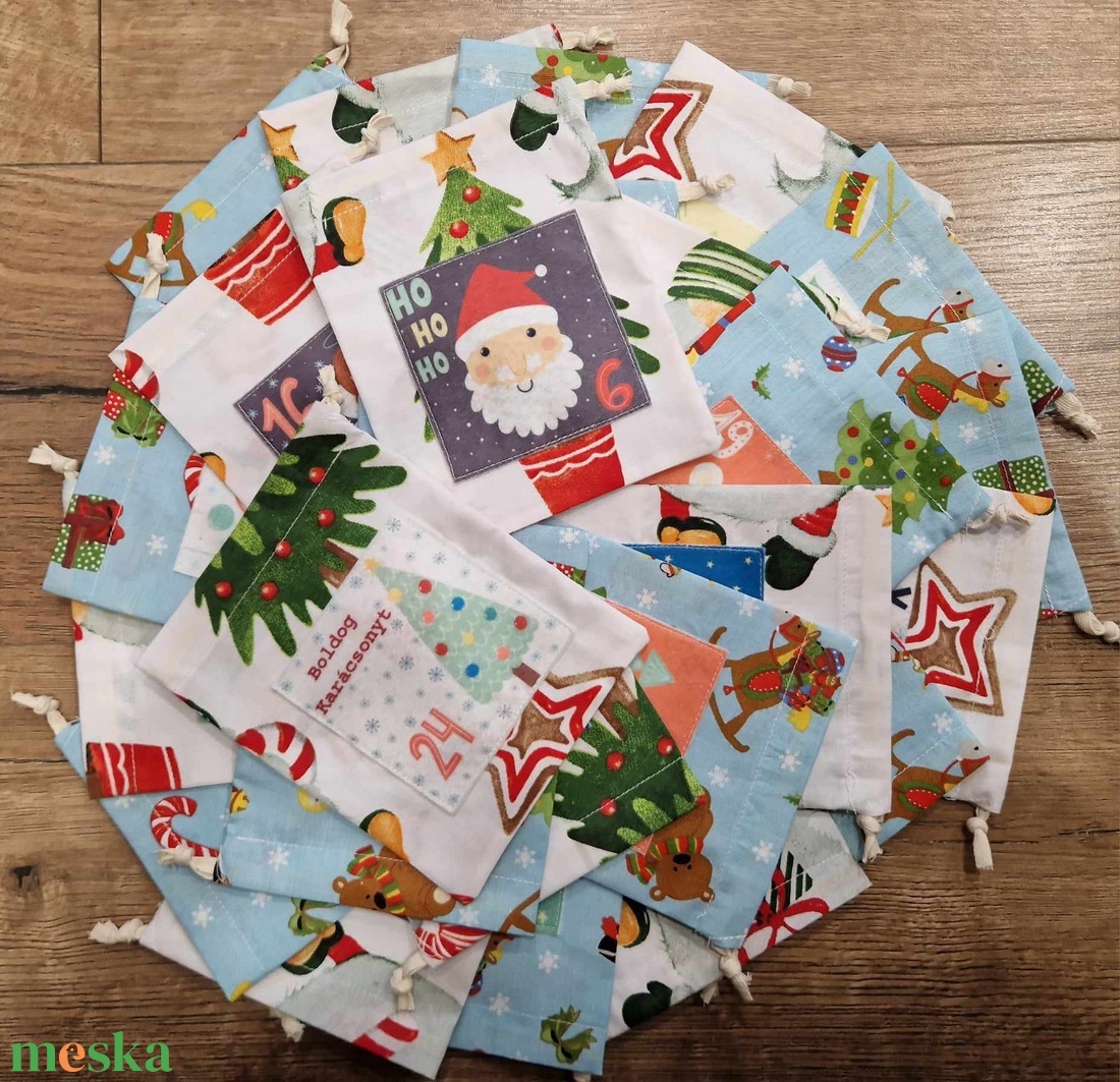 Adventi zsákocskák,számozott mintával 24db-os - karácsony - adventi díszek - adventi naptár - Meska.hu Adventi zsákocskák,számozott mintával 24db-os - karácsony - adventi díszek - adventi naptár - Meska.hu
