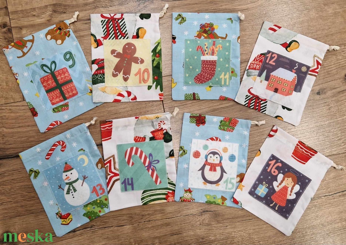 Adventi zsákocskák,számozott mintával 24db-os - karácsony - adventi díszek - adventi naptár - Meska.hu Adventi zsákocskák,számozott mintával 24db-os - karácsony - adventi díszek - adventi naptár - Meska.hu