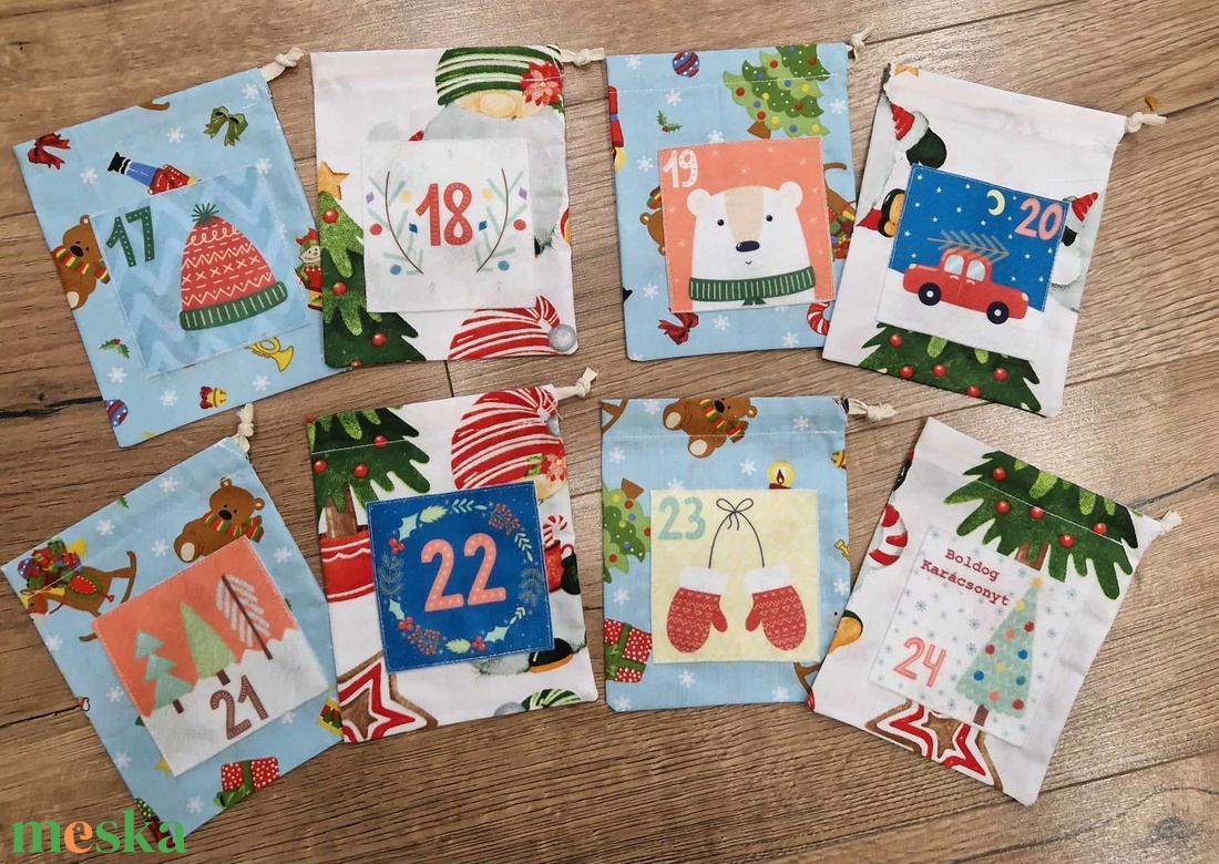 Adventi zsákocskák,számozott mintával 24db-os - karácsony - adventi díszek - adventi naptár - Meska.hu Adventi zsákocskák,számozott mintával 24db-os - karácsony - adventi díszek - adventi naptár - Meska.hu