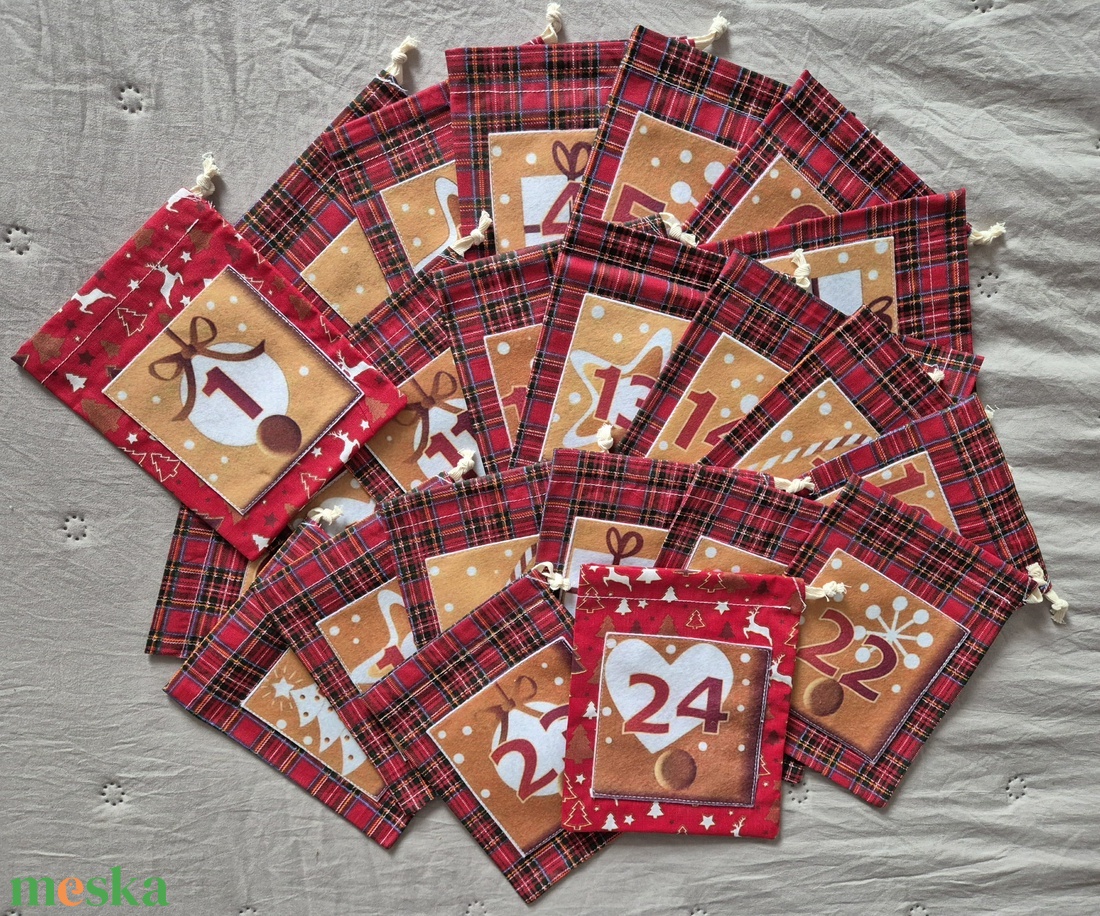 24-db-os Adventi naptár,zsákocska - karácsony - adventi díszek - adventi naptár - Meska.hu
