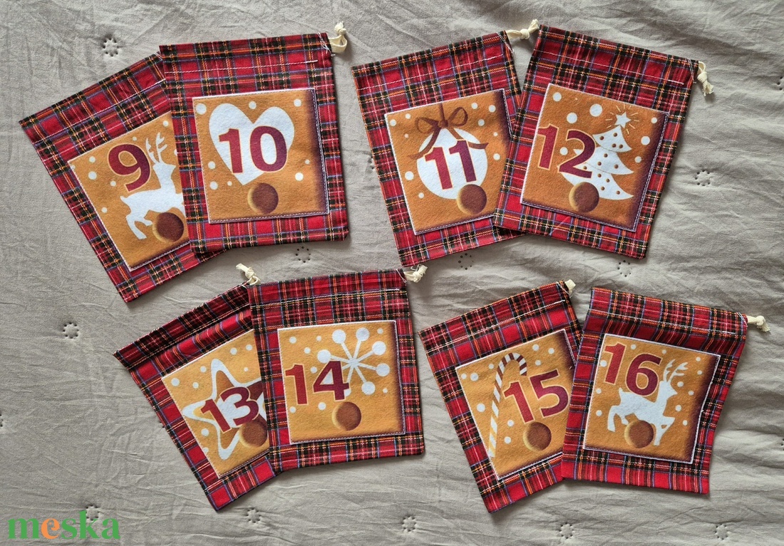 24-db-os Adventi naptár,zsákocska - karácsony - adventi díszek - adventi naptár - Meska.hu