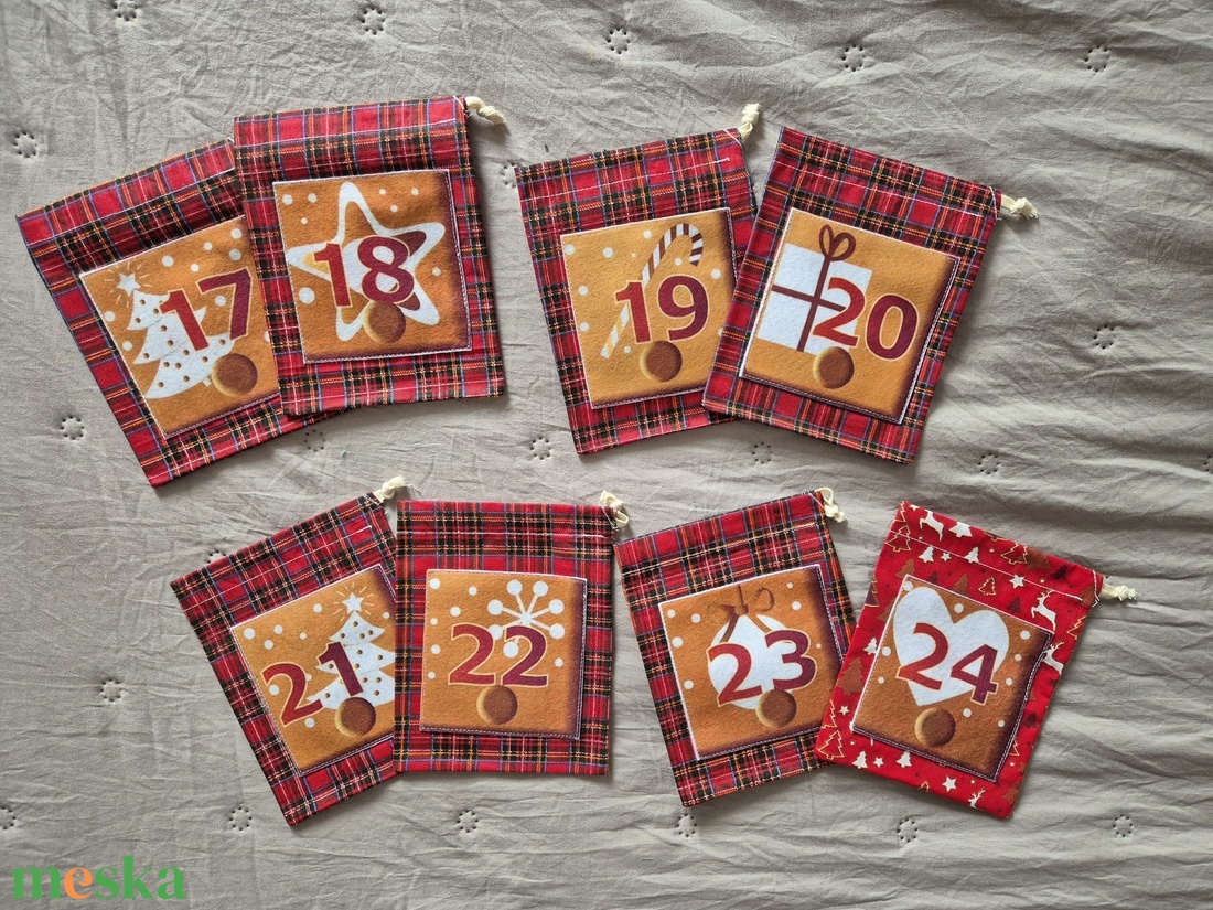 24-db-os Adventi naptár,zsákocska - karácsony - adventi díszek - adventi naptár - Meska.hu
