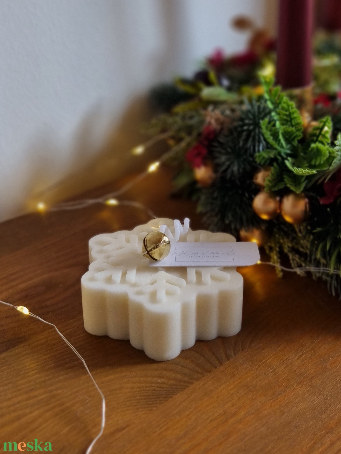 Szójaviasz hópehely gyertya - karácsony - adventi díszek - adventi gyertyadíszek és koszorúdíszek - Meska.hu