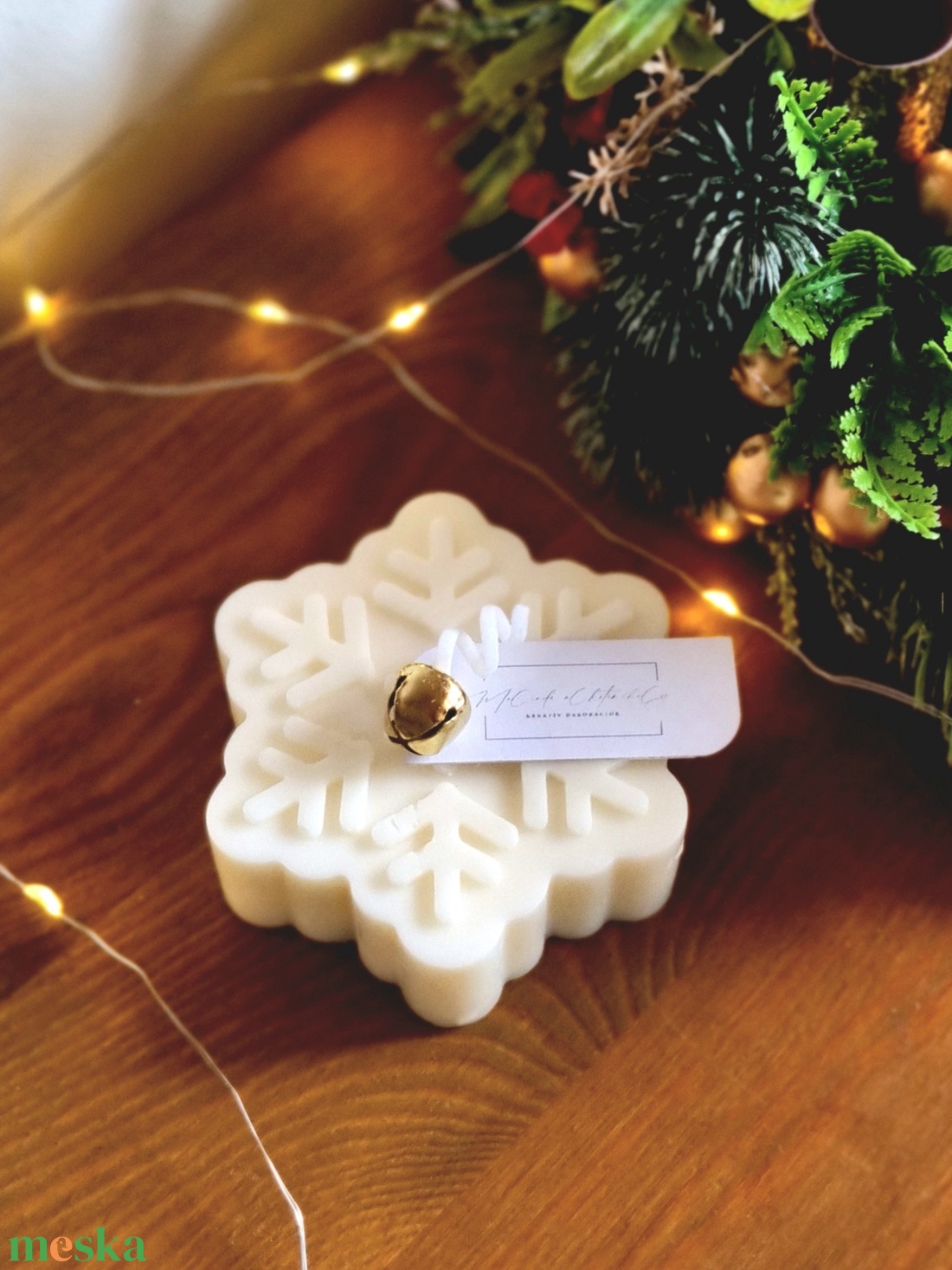 Szójaviasz hópehely gyertya - karácsony - adventi díszek - adventi gyertyadíszek és koszorúdíszek - Meska.hu
