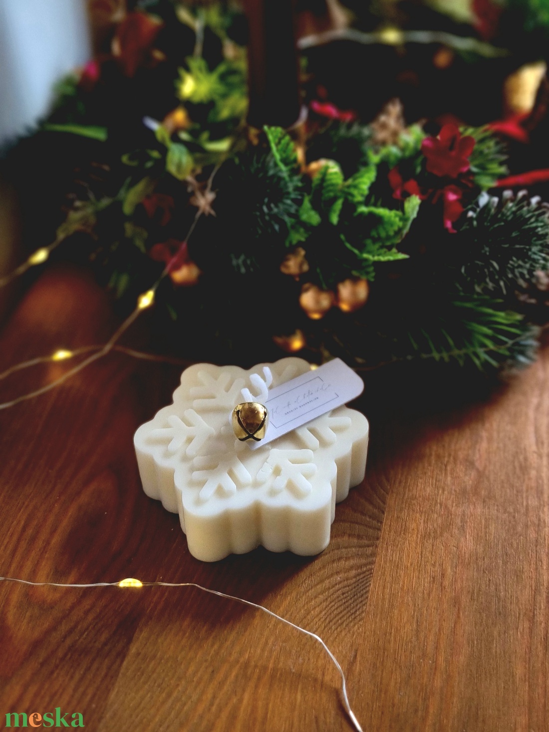 Szójaviasz hópehely gyertya - karácsony - adventi díszek - adventi gyertyadíszek és koszorúdíszek - Meska.hu