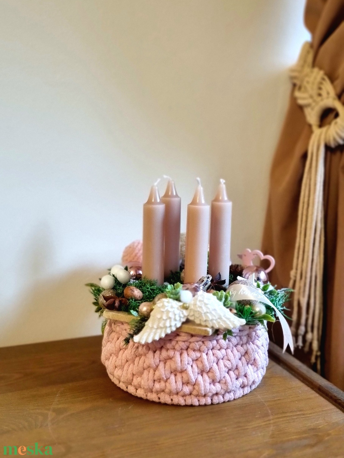 Horgolt alapú adventi asztaldísz - karácsony - adventi díszek - adventi asztaldísz - Meska.hu