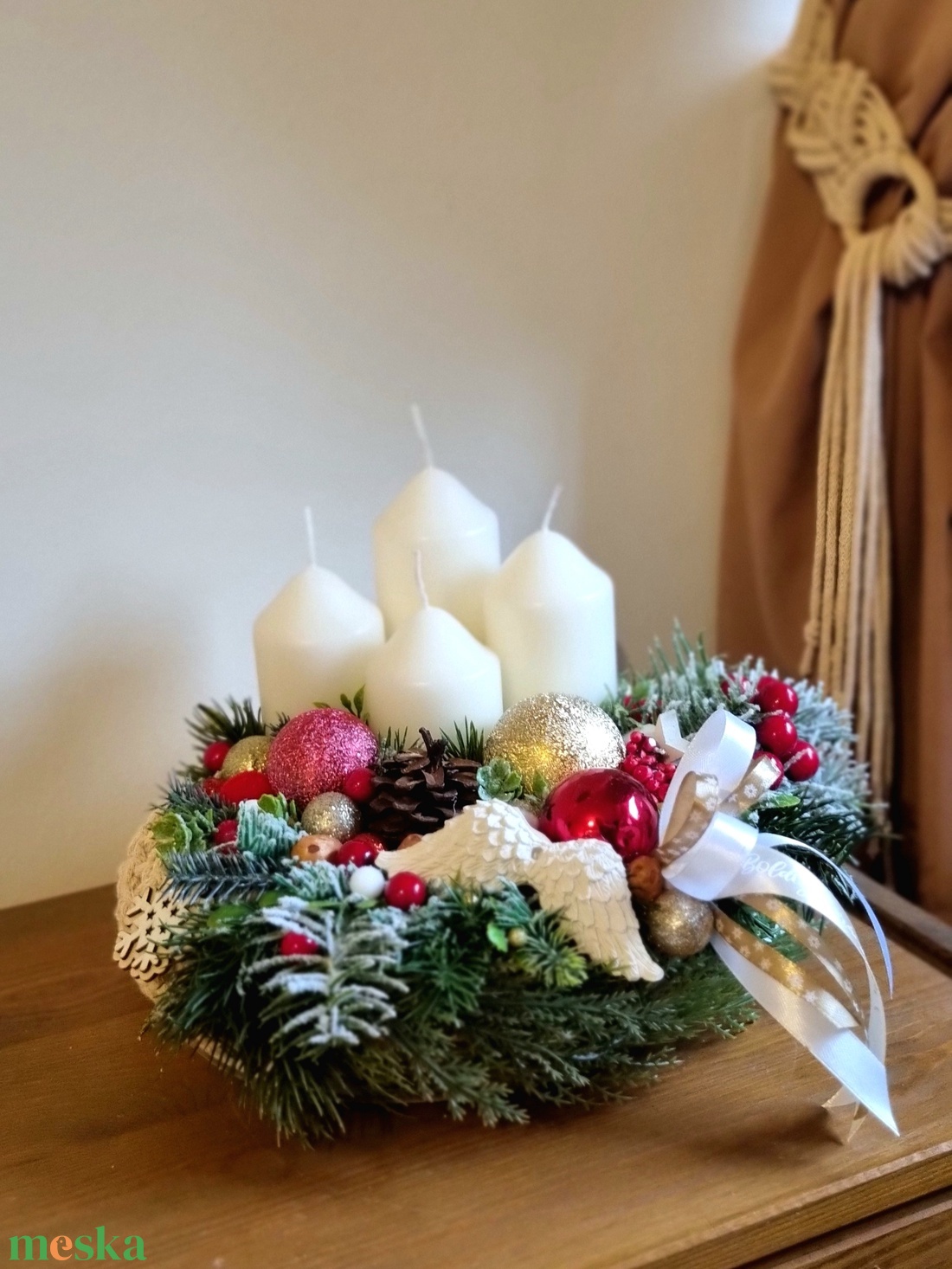 Makramé alapú adventi koszorú - karácsony - adventi díszek - adventi koszorú - Meska.hu