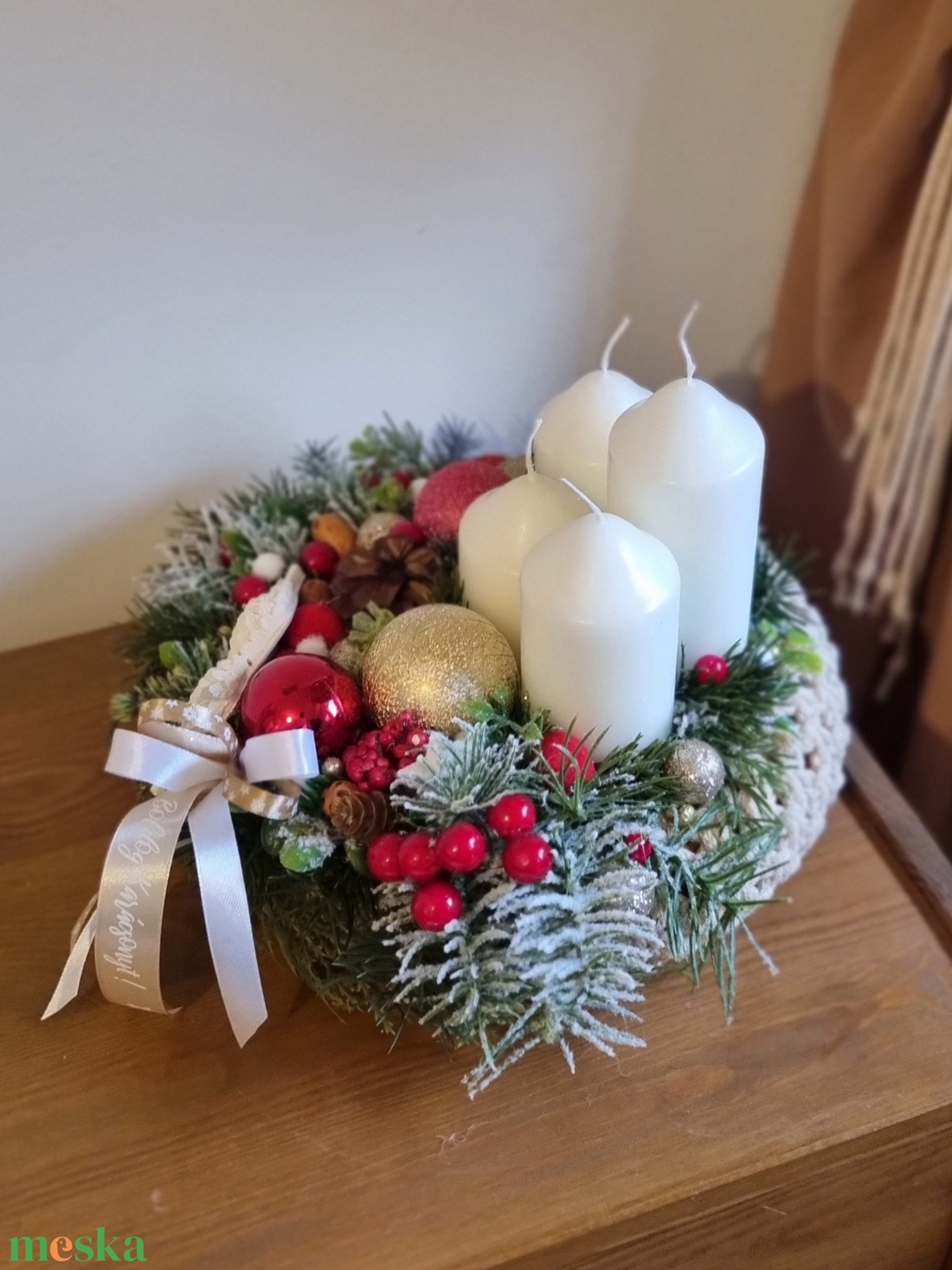 Makramé alapú adventi koszorú - karácsony - adventi díszek - adventi koszorú - Meska.hu