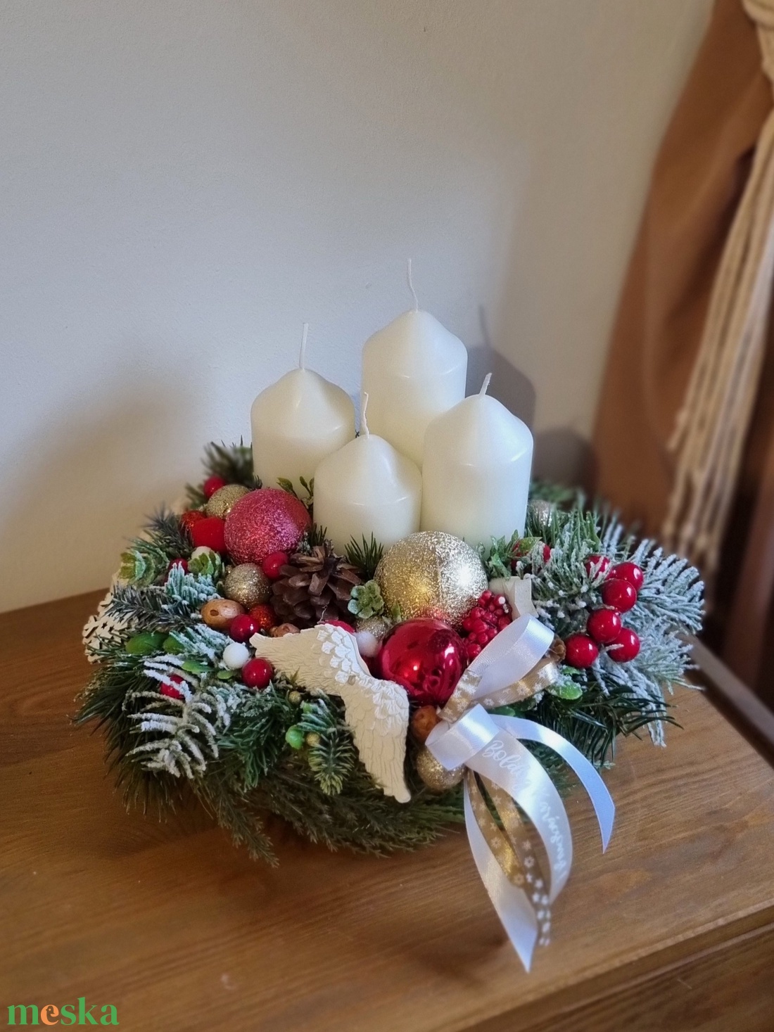 Makramé alapú adventi koszorú - karácsony - adventi díszek - adventi koszorú - Meska.hu