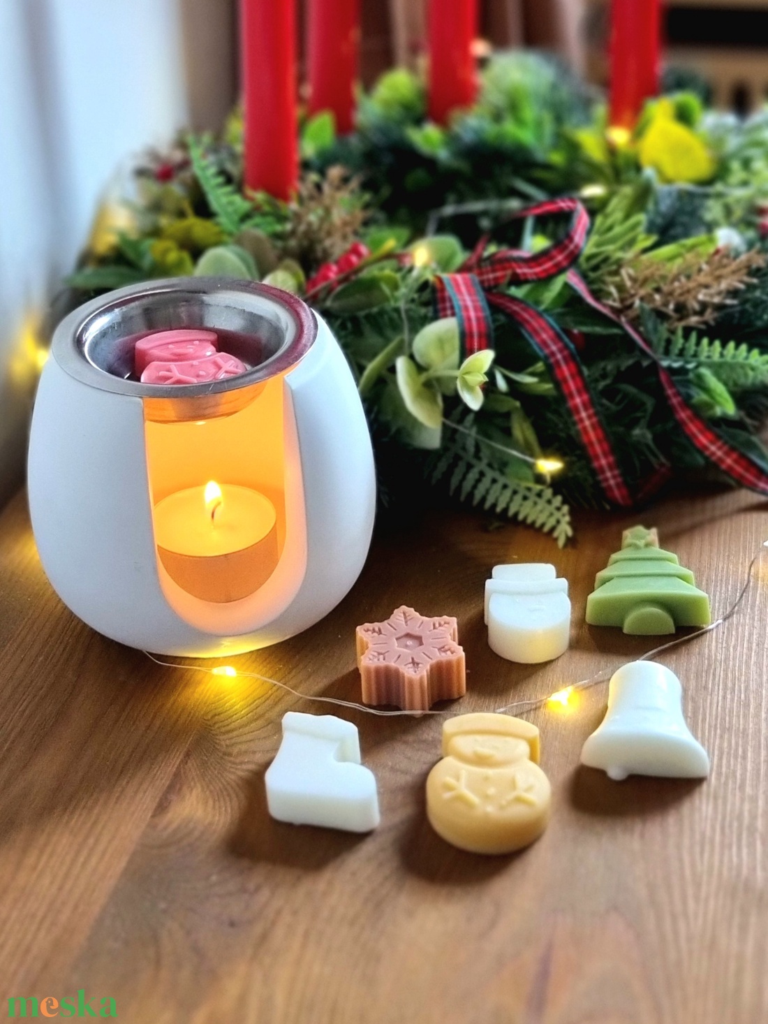 Kerámia Párologtató  6 választható illatviasszal - karácsony - karácsonyi lakásdekoráció - karácsonyi illatgyertya, mécses - Meska.hu