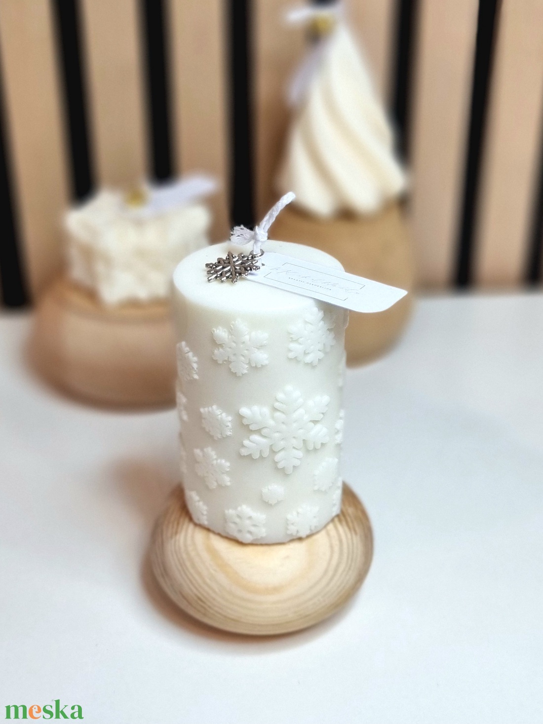 Hópelyhes henger gyertya - karácsony - karácsonyi lakásdekoráció - karácsonyi illatgyertya, mécses - Meska.hu