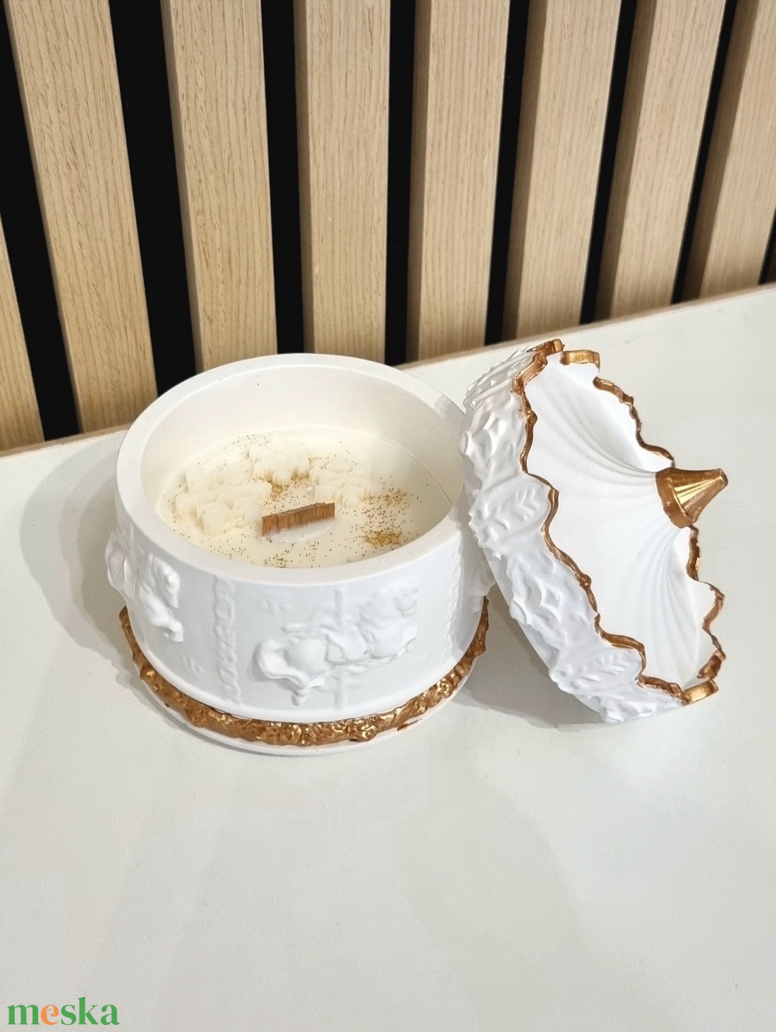 Karácsonyi körhintás kerámia mécses - karácsony - karácsonyi lakásdekoráció - karácsonyi illatgyertya, mécses - Meska.hu