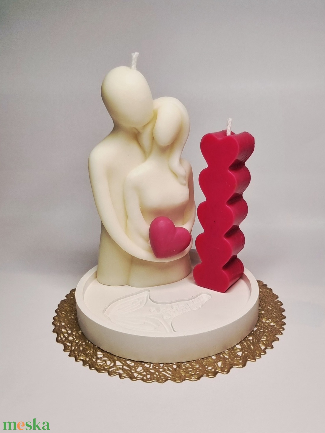 Szerelmespár gyertyaszett - esküvő - emlék & ajándék - nászajándék - ceremónia szett - Meska.hu