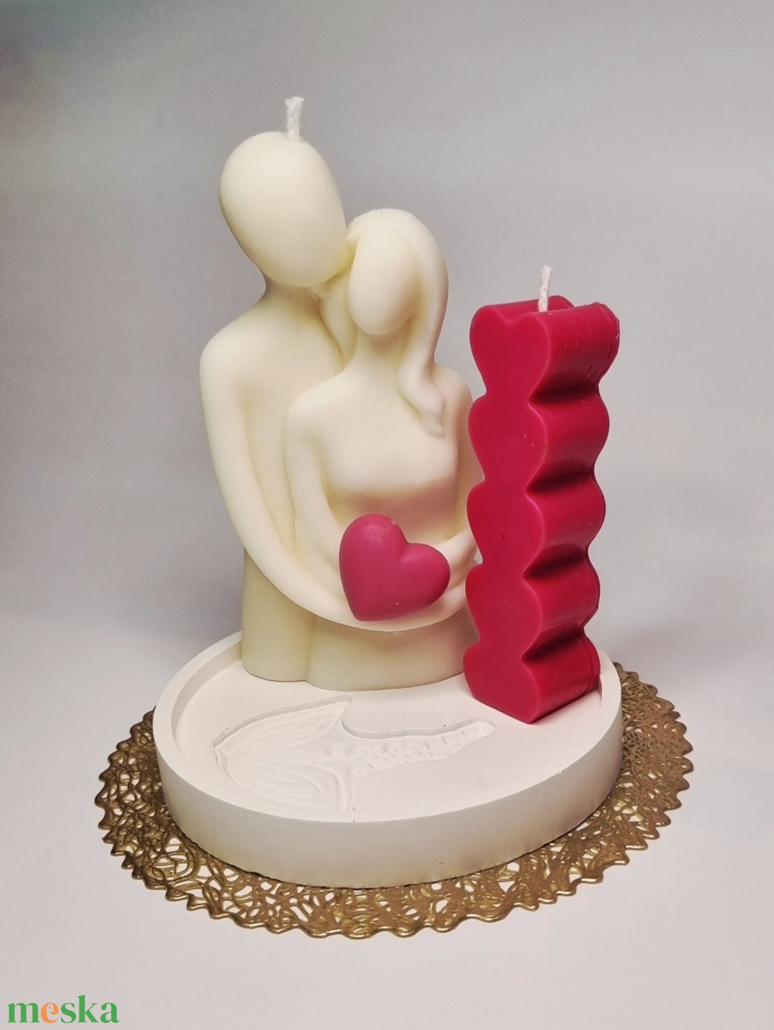 Szerelmespár gyertyaszett - esküvő - emlék & ajándék - nászajándék - ceremónia szett - Meska.hu